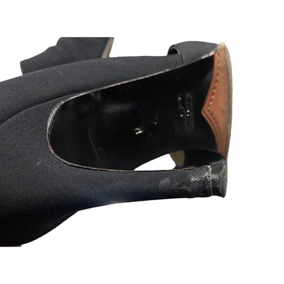 YVES SAINT LAURENT Women Pumps Size 7 Black D'orsay Pointy Toe Heels Career Work - Picture 8 of 16